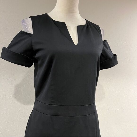 Ava & Aden Elegant Black short sleeve Cold Shoulder mini Dress size 6 - Picture 3 of 13